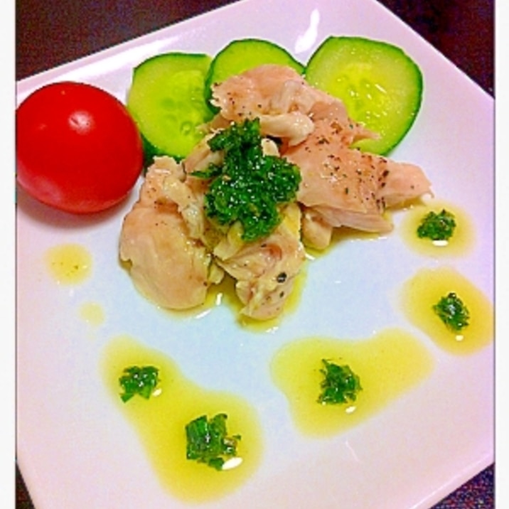 ヘルシー 蒸し鶏のバジルソースがけ レシピ 作り方 By まめりっくす1号 楽天レシピ ヘルシー 蒸し鶏のバジルソースがけ レシピ 作り方 By まめりっくす1号 楽天レシピ